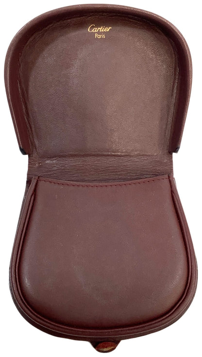 Cartier Must de Cartier Coin Purse Wallet Bordeaux Leather Small Authentic Used