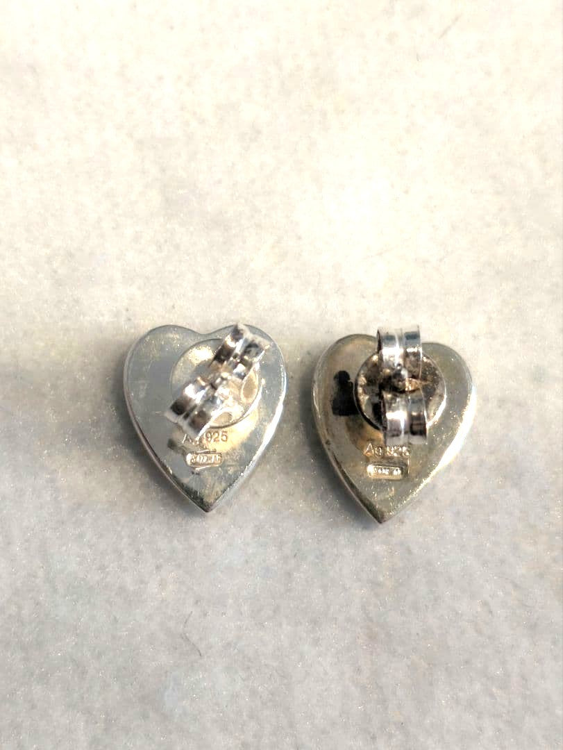 GUCCI Heart Stud Earrings Silver 925 Pair Authentic Used Italy
