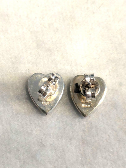 GUCCI Heart Stud Earrings Silver 925 Pair Authentic Used Italy