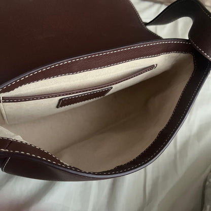Strathberry Crescent Shoulder Bag Burgundy Leather Gold Hardware Crossbody Spain