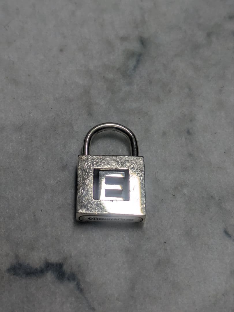 Tiffany & Co Sterling Silver 925 Initial E Cadena Lock Padlock Pendant Top Charm