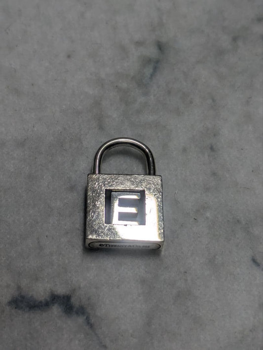Tiffany & Co Sterling Silver 925 Initial E Cadena Lock Padlock Pendant Top Charm
