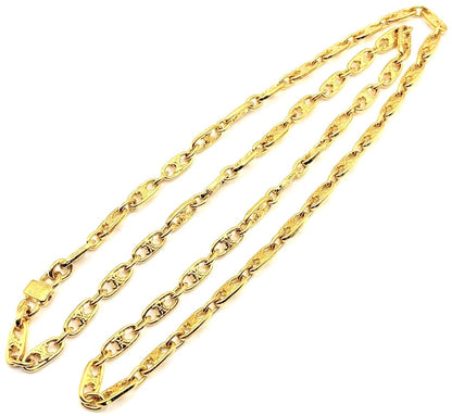 CELINE Triomphe Long Chain Necklace Gold Tone GP Vintage Authentic 83cm 32.7in