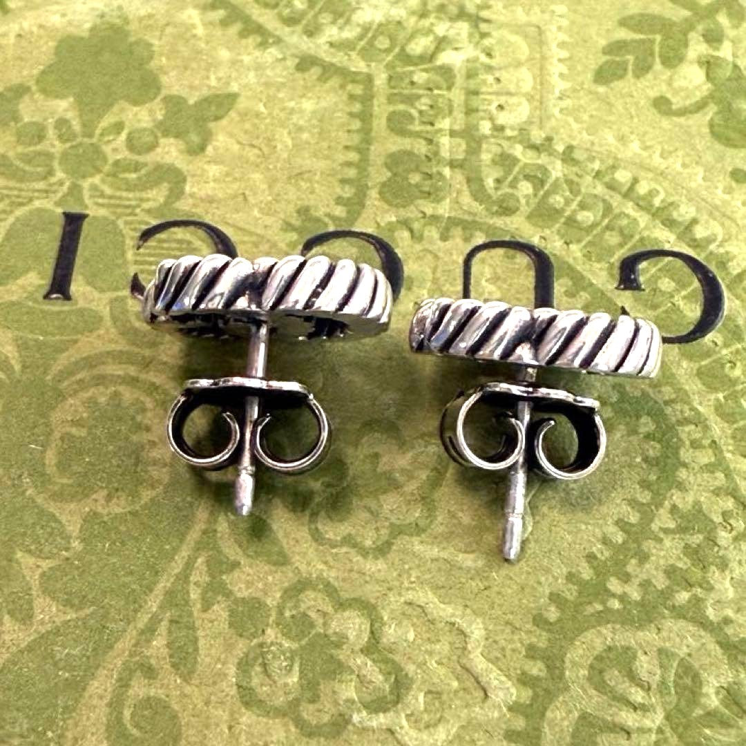 Gucci GG Marmont Double G Twist Stud Earrings Silver 925 Authentic Japan Used