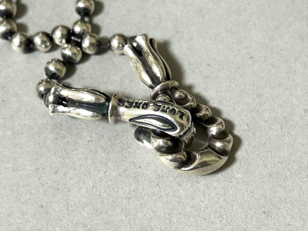 LONE ONES Tear Bell Pendant Necklace Silver Ball Chain Authentic Excellent