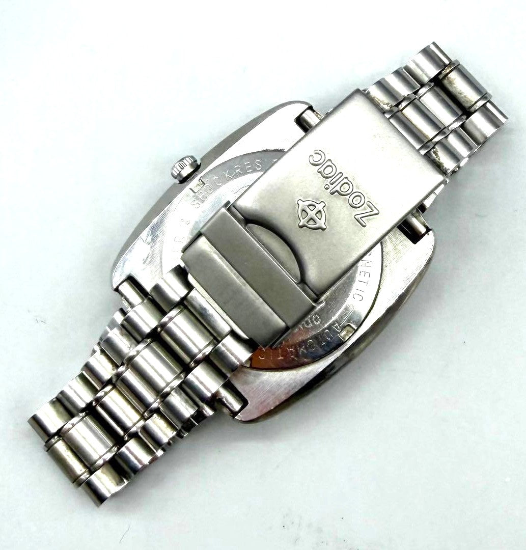 Zodiac Astrographic SST Automatic Watch Blue Dial Square Case Vintage Swiss Made