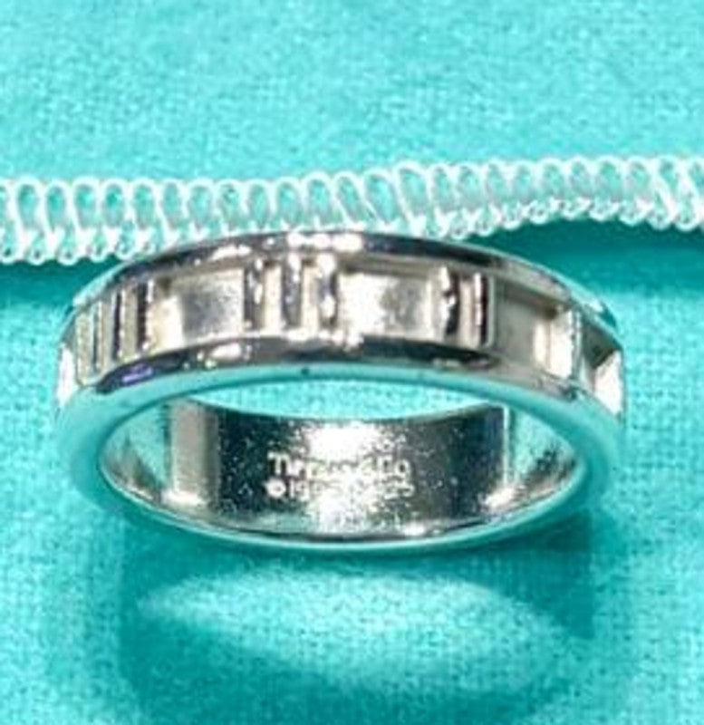 Tiffany & Co. Atlas Band Ring Sterling Silver 925 US6 EU51 Authentic 1995