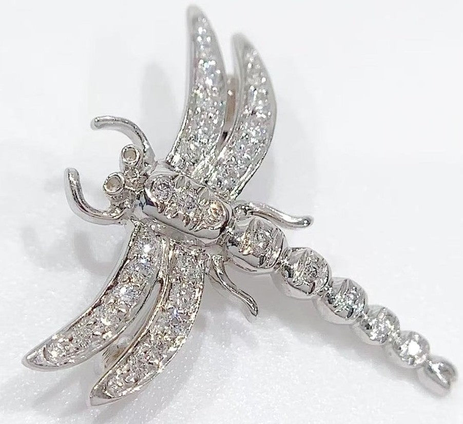 Tiffany & Co Enchant Dragonfly Brooch Diamond Platinum PT950 21.5mm Authentic