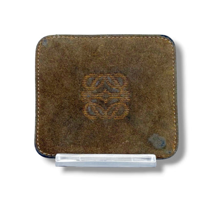 Loewe Anagram Brown Suede Leather Coin Case Coin Purse 10 x 9cm 3.9 x 3.5in