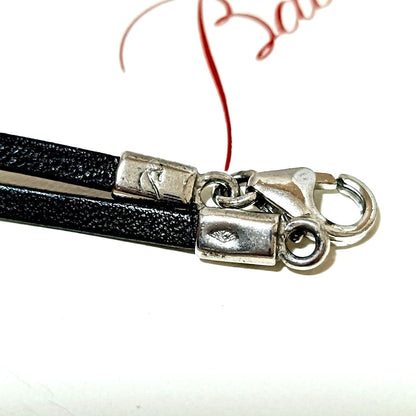 Baccarat Y Initial Red Crystal Pendant Necklace Choker Black Leather Cord VTG