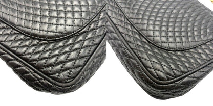 BALLY Quilted Leather Chain Shoulder Bag Black Gold HW 25cm(9.8") Italy Vintage