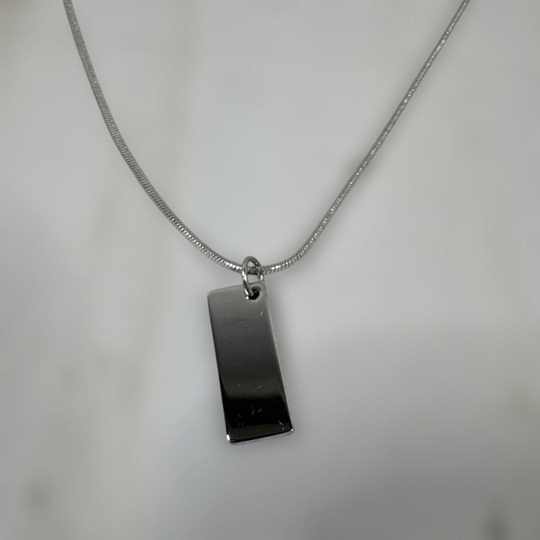 Christian Dior Trotter No2 Silver Tone Metal Red Square Plate Necklace