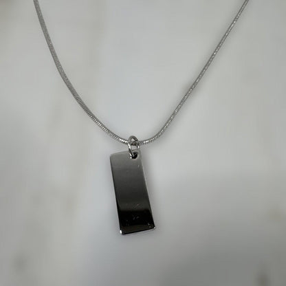 Christian Dior Trotter No2 Silver Tone Metal Red Square Plate Necklace