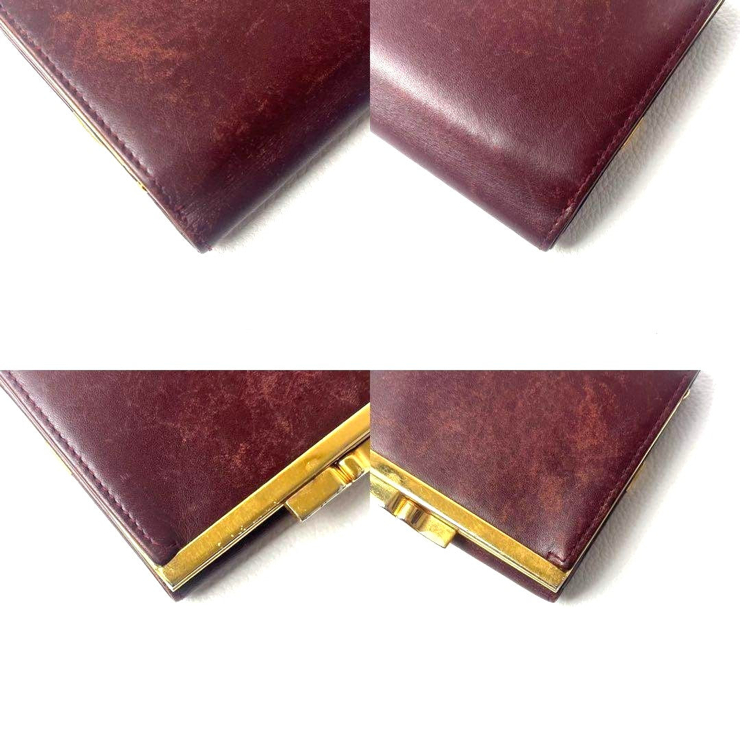 Cartier Must de Cartier Trifold Coin Wallet Bordeaux Leather Gold HW Authentic