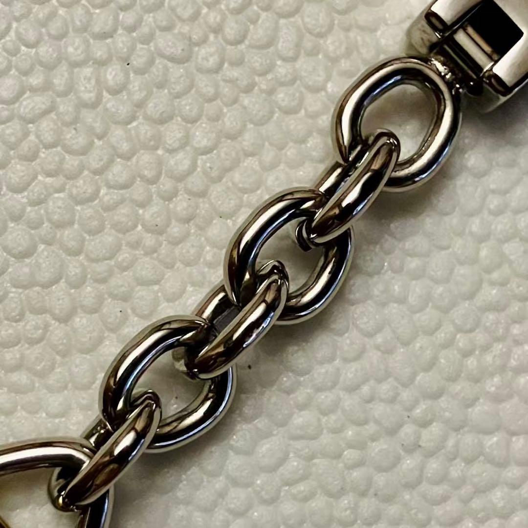 Gucci Auth Old GG Interlocking Logo Keychain Bag Charm Silver Gold 11.5 cm Used