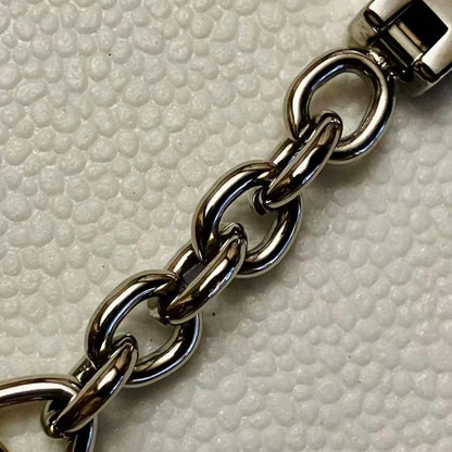 Gucci Auth Old GG Interlocking Logo Keychain Bag Charm Silver Gold 11.5 cm Used