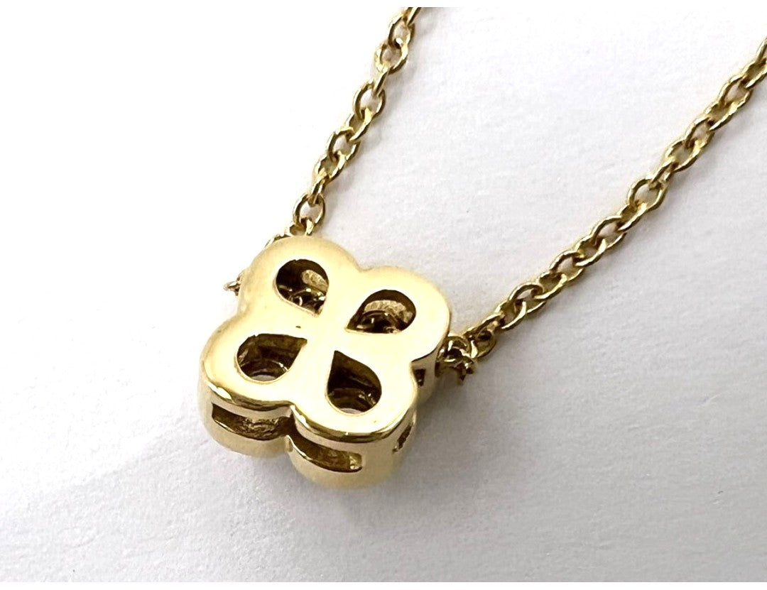 Tiffany & Co. Bezel Set 4P Flower Diamond Necklace 18K Yellow Gold 40.5cm Auth