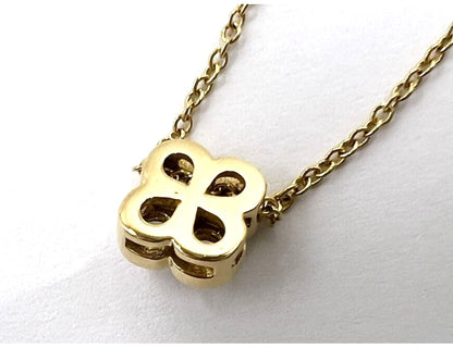 Tiffany & Co. Bezel Set 4P Flower Diamond Necklace 18K Yellow Gold 40.5cm Auth