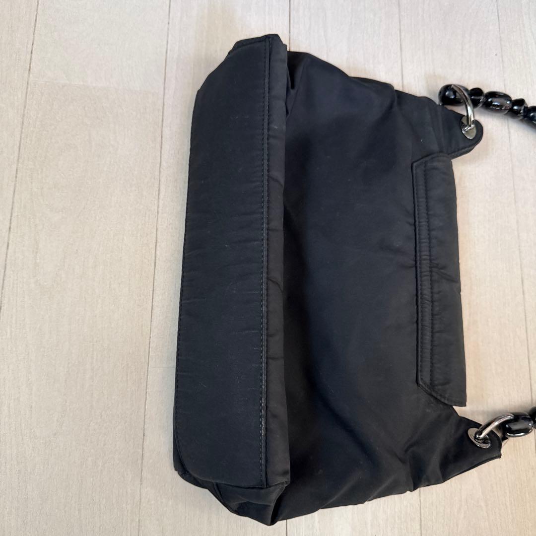 Christian Dior Malice Pearl Nylon Hobo Bag Black Beaded Handle Galliano Vintage