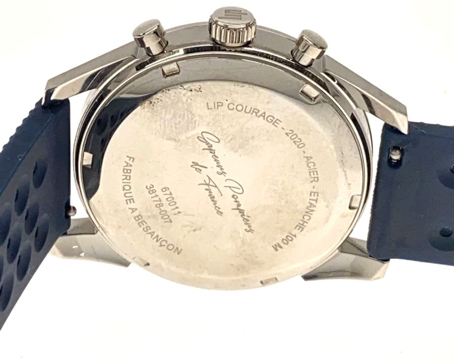 LIP Courage ET Devouement 2020 Pompiers Chronograph White Blue Rubber Japan