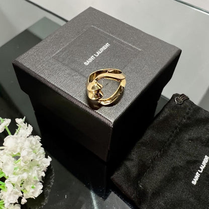 Saint Laurent Gold Plated Brass Loop Ring Size 55 US 7 Rare