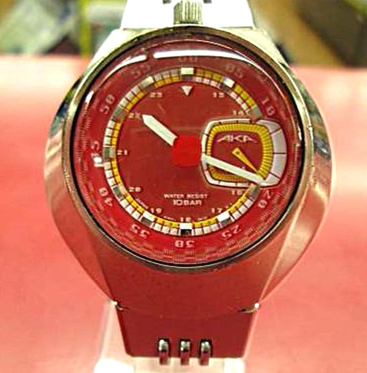 ALBA AKA Quartz Analog Watch Red Dial 10BAR Water Resist Vintage Japan Retro