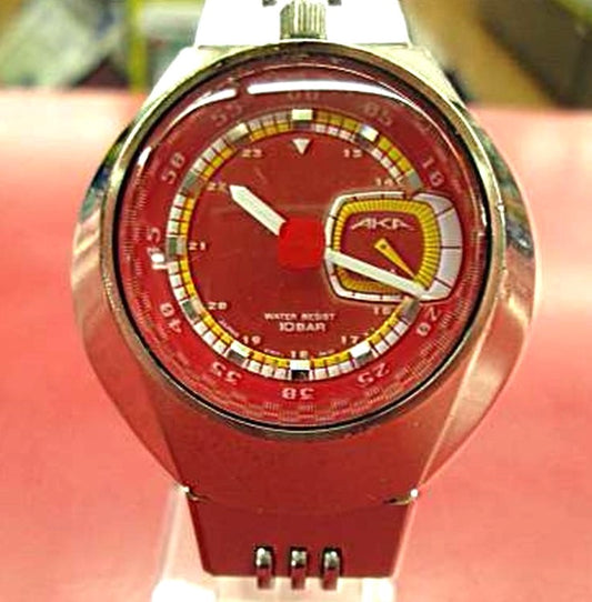 ALBA AKA Quartz Analog Watch Red Dial 10BAR Water Resist Vintage Japan Retro