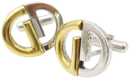 Gucci Interlocking G Cufflinks Gold Silver Tone Two-Tone Men 0.7x0.8in Used