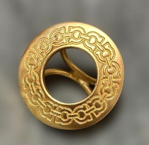 Salvatore Ferragamo Scarf Ring Gold Tone Chain Motif Women Vintage Jewelry