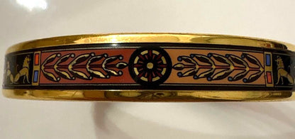 Michaela Frey Wien Vintage Enamel Bangle Bracelet Gold Egyptian Motif Austria