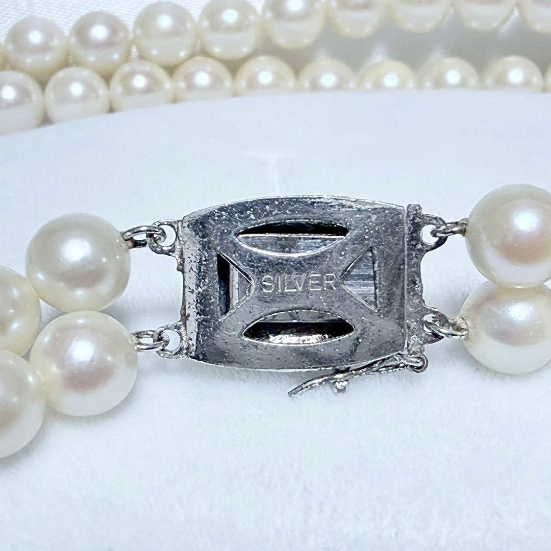 Akoya Genuine Pearl Double Strand Necklace White 6.0-6.3 mm 0.24-0.25" 925 Great