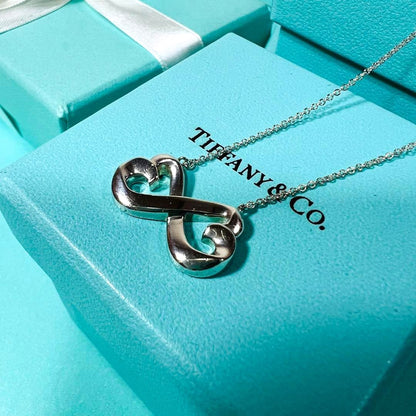 TIFFANY & CO Double Loving Heart Necklace Paloma Picasso Sterling Silver SV925