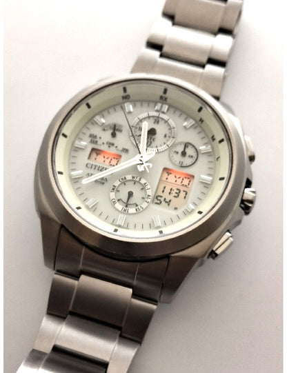 Citizen Attesa ATV53-3021 Eco-Drive Radio Solar Digi-Ana White Titanium Watch