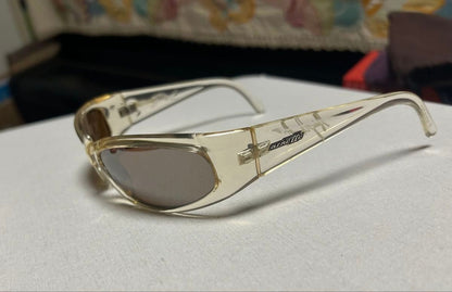 Arnette Y2K Vintage Wrap Sunglasses Clear Frame Mirror Lens Womens Mens