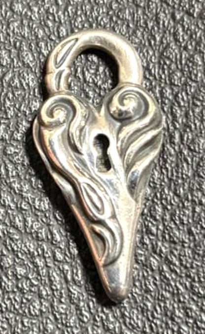 Lone Ones Swan Dive Heart Lock Pendant Charm Silver Used Excellent Authentic