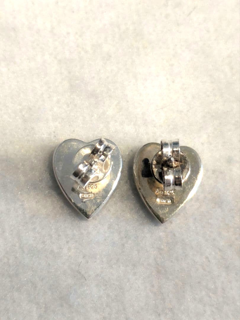 GUCCI Heart Stud Earrings Silver 925 Pair Authentic Used Italy