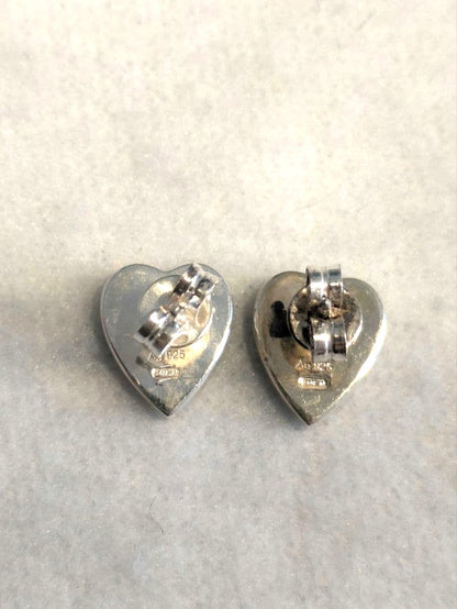 GUCCI Heart Stud Earrings Silver 925 Pair Authentic Used Italy