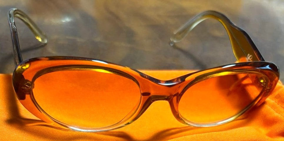 SPY Sunglasses Oval Frame Orange Lens Clear Acetate Unisex Italy Y2K VTG Used