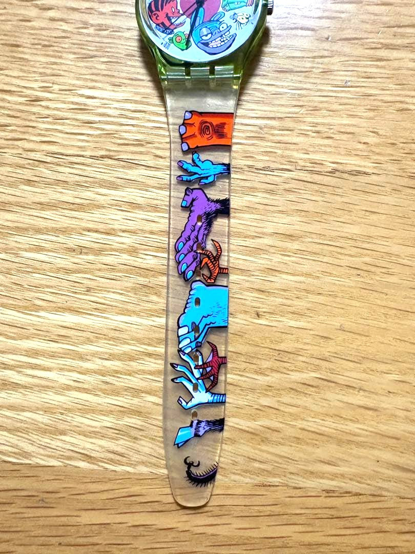 Swatch x Jamie Hewlett Gorillaz Quartz Watch GK230 Clear Band Swiss 1997 Vintage