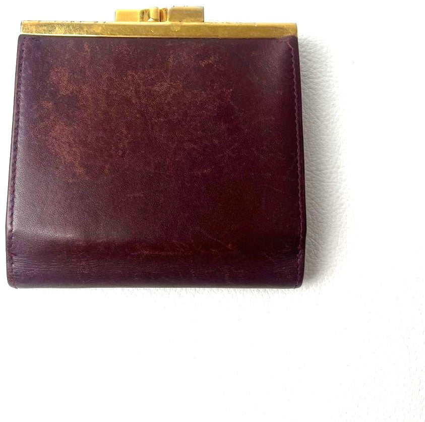 Cartier Must de Cartier Trifold Coin Wallet Bordeaux Leather Gold HW Authentic