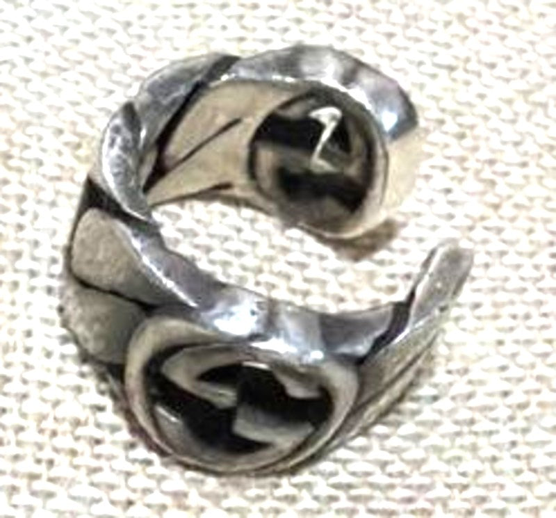 Gucci Interlocking G Ear Cuff Silver 925 Earring Used Authentic Made In Italy
