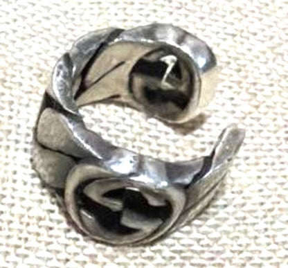 Gucci Interlocking G Ear Cuff Silver 925 Earring Used Authentic Made In Italy