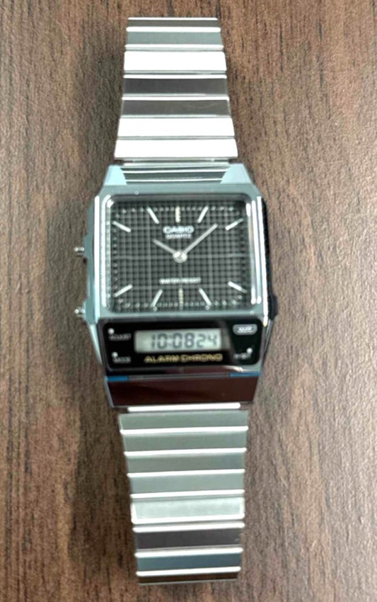 CASIO AQ-800E-1AJF Standard Analog Digital Mens Watch Black Dial Steel Chrono