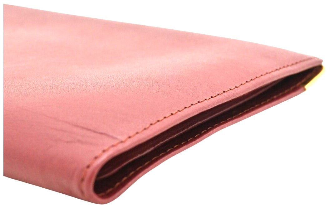 Cartier Must de Cartier Long Wallet Bordeaux Leather Gold HW 7.2x4.1x0.3" Auth