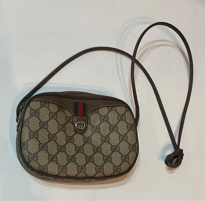 Gucci Authentic Vtg GG Canvas Sherry Line Mini Shoulder Bag Brown 13x19x4 cm