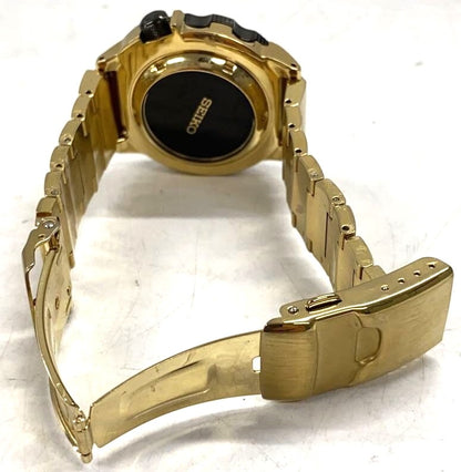 SEIKO Land Monster Automatic Watch Black Gold SS 23 Jewels 20BAR Date Japan Used