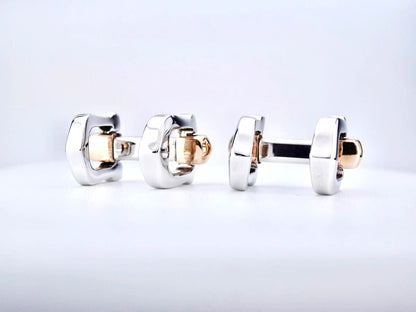 Cartier Long C Cufflinks Silver 925 Gold Two-Tone Metal Authentic Japan Used