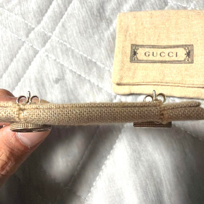 GUCCI Interlocking G Stud Earrings Silver 925 Logo Round Authentic Japan Used