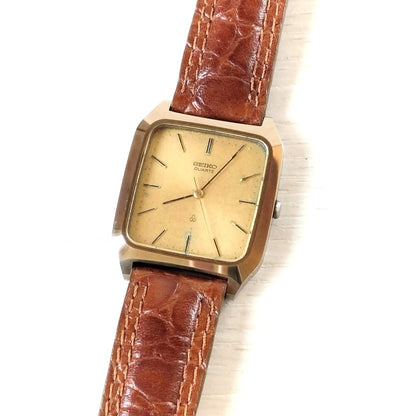 Seiko Dolce 5931-5280R Quartz Square Gold Tone Vintage Watch Carbide Case Japan