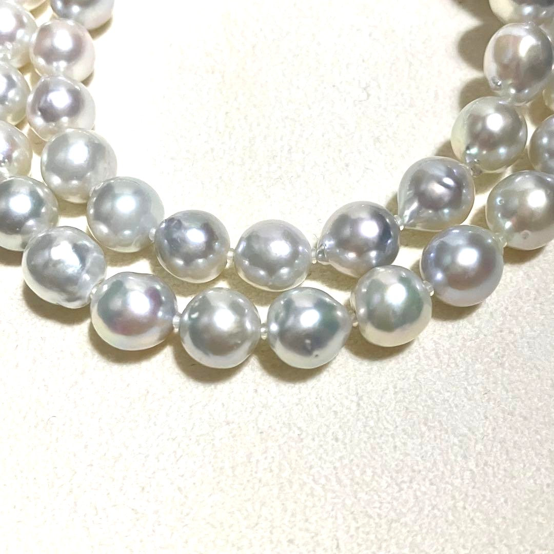Akoya Pearl Necklace Blue Gray 8.5-9mm Semi-Round High Luster Silver Clasp 43cm